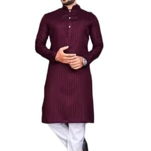 Laxmi Enterprise Men's Cotton Blend Zari Lining Kurta Pyjama Set